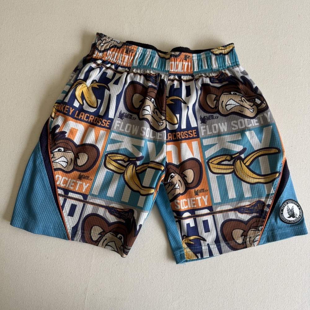 Flow Society Monkey Lacrosse Big Boys Size Small Shorts Pull On Youth